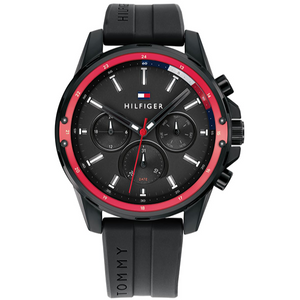  Shop Authentic Tommy Hilfiger Mason Black Dial Black Rubber Strap Watch for Men - 1791793 - Luxxuri