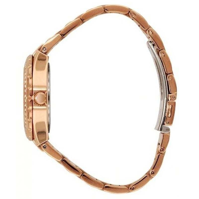 Guess Viva Diamonds White Dial Rose Gold Steel Strap Watch for Women - W0111L3