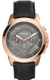  Shop Authentic Fossil Grant Chronograph Grey Dial Black Leather Strap Watch for Men - FS5085 - Luxxuri