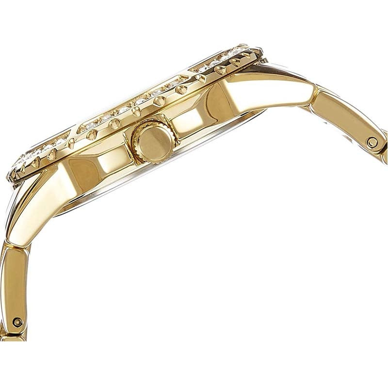 Guess Sassy Analog Quartz Gold Dial Gold Steel Strap Watch For Women - W0705L2