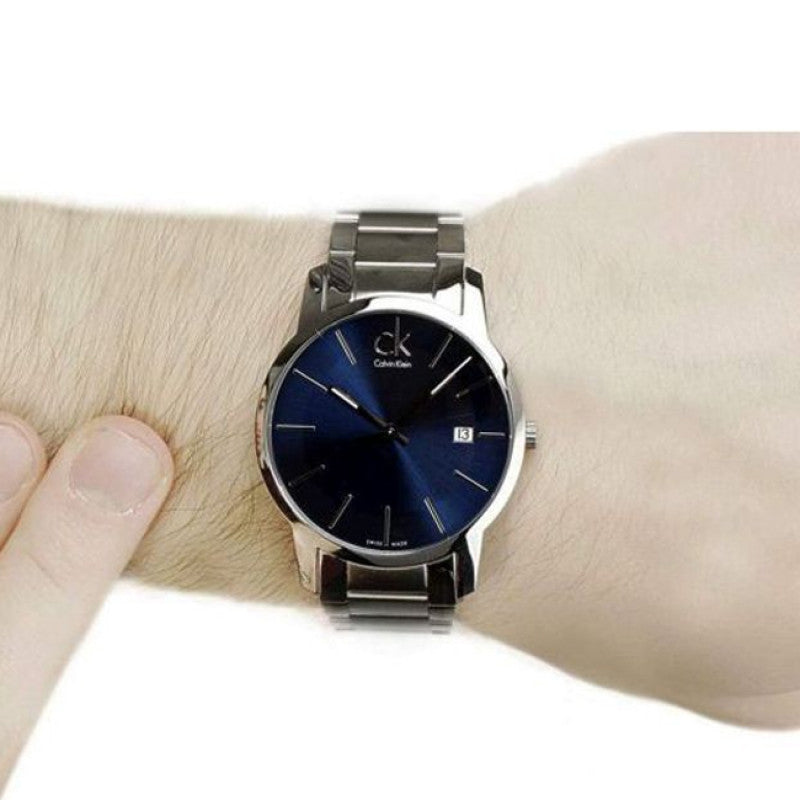 Shop Authentic Calvin Klein City Blue Dial Silver Steel Strap Watch for Men - K2G2G14N - Luxxuri