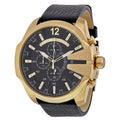  Shop Authentic Diesel Mega Chief Gold & Black Dial Black Leather Strap Watch For Men - DZ4344 - Luxxuri
