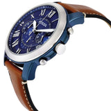  Shop Authentic Fossil Grant Chronograph Blue Dial Brown Leather Strap Watch for Men - FS5151 - Luxxuri