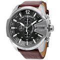  Shop Authentic Diesel Mega Chief Black & Silver Round Dial Brown Leather Strap Watch For Men - DZ4290 - Luxxuri