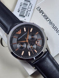  Shop Authentic Emporio Armani Giovanni Analog Black Dial Black Leather Strap Watch For Men - AR11431 - Luxxuri