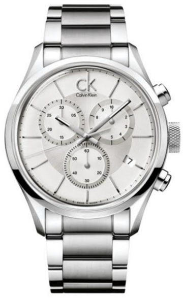  Shop Authentic Calvin Klein Masculine Chronograph White Dial Silver Steel Strap Watch for Men - K2H27126 - Luxxuri