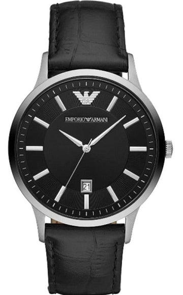  Shop Authentic Emporio Armani Renato Analog Black Dial Black Leather Strap Watch For Men - AR11186 - Luxxuri