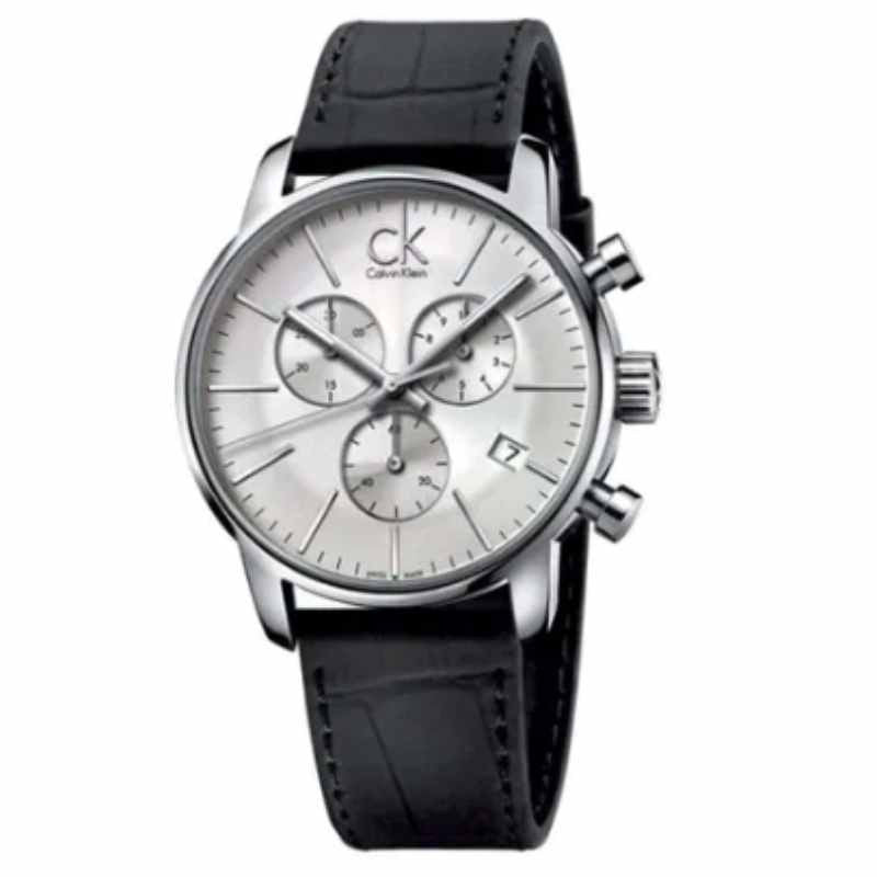  Shop Authentic Calvin Klein City Chronograph Silver Dial Black Leather Strap Watch for Men - K2G271C6 - Luxxuri