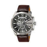  Shop Authentic Diesel Mega Chief Black & Silver Round Dial Brown Leather Strap Watch For Men - DZ4290 - Luxxuri