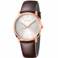  Shop Authentic Calvin Klein Posh Silver Dial Brown Leather Strap Watch for Men - K8Q316G6 - Luxxuri