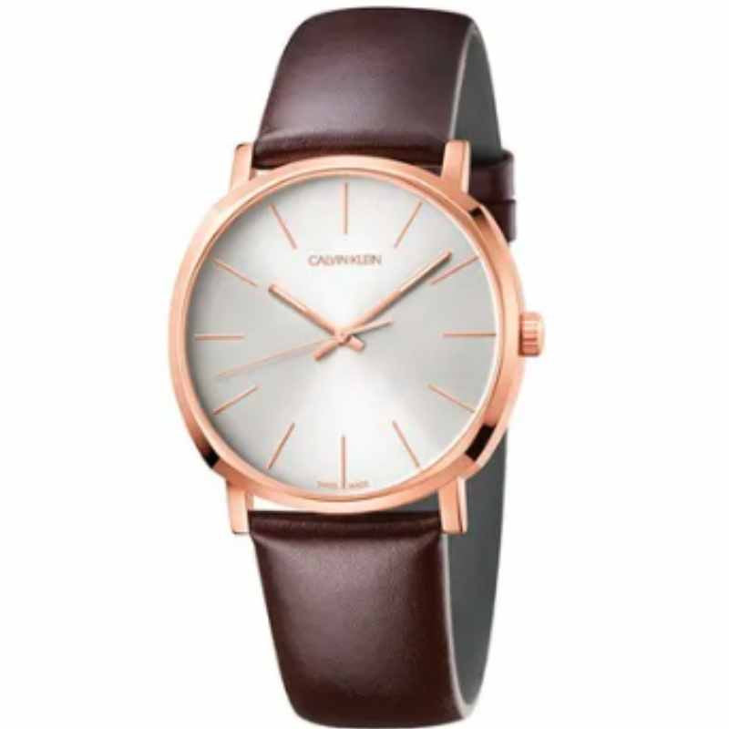  Shop Authentic Calvin Klein Posh Silver Dial Brown Leather Strap Watch for Men - K8Q316G6 - Luxxuri