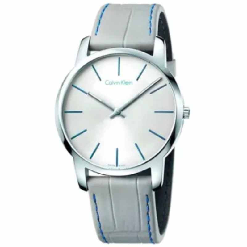  Shop Authentic Calvin Klein City Silver Dial Grey Leather Strap Watch for Men - K2G211Q4 - Luxxuri