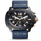  Shop Authentic Fossil Modern Machine Chronograph Black Dial Blue Leather Strap Watch for Men - FS5066 - Luxxuri