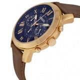  Shop Authentic Fossil Grant Chronograph Blue Dial Brown Leather Strap Watch for Men - FS5068 - Luxxuri