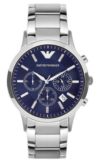  Shop Authentic Emporio Armani Renato Chronograph Blue Dial Silver Steel Strap Watch For Men - AR2448 - Luxxuri