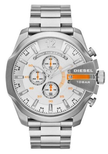  Shop Authentic Diesel Mega Chief Quartz Chronograph White Dial Steel Strap Watch For Men - DZ4328 - Luxxuri