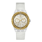  Shop Authentic Guess Limelight Quartz Silver Dial White Leather Strap Watch For Women - W0775l8 - Luxxuri