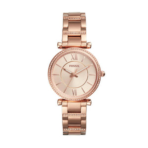  Shop Authentic Fossil Carlie Rose Gold Dial Rose Gold Steel Strap Watch for Women - ES4301 - Luxxuri