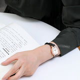  Shop Authentic Emporio Armani Cleo Three-Hand Mother of Pearl Dial Black Leather Strap Watch For Women - AR11485 - Luxxuri