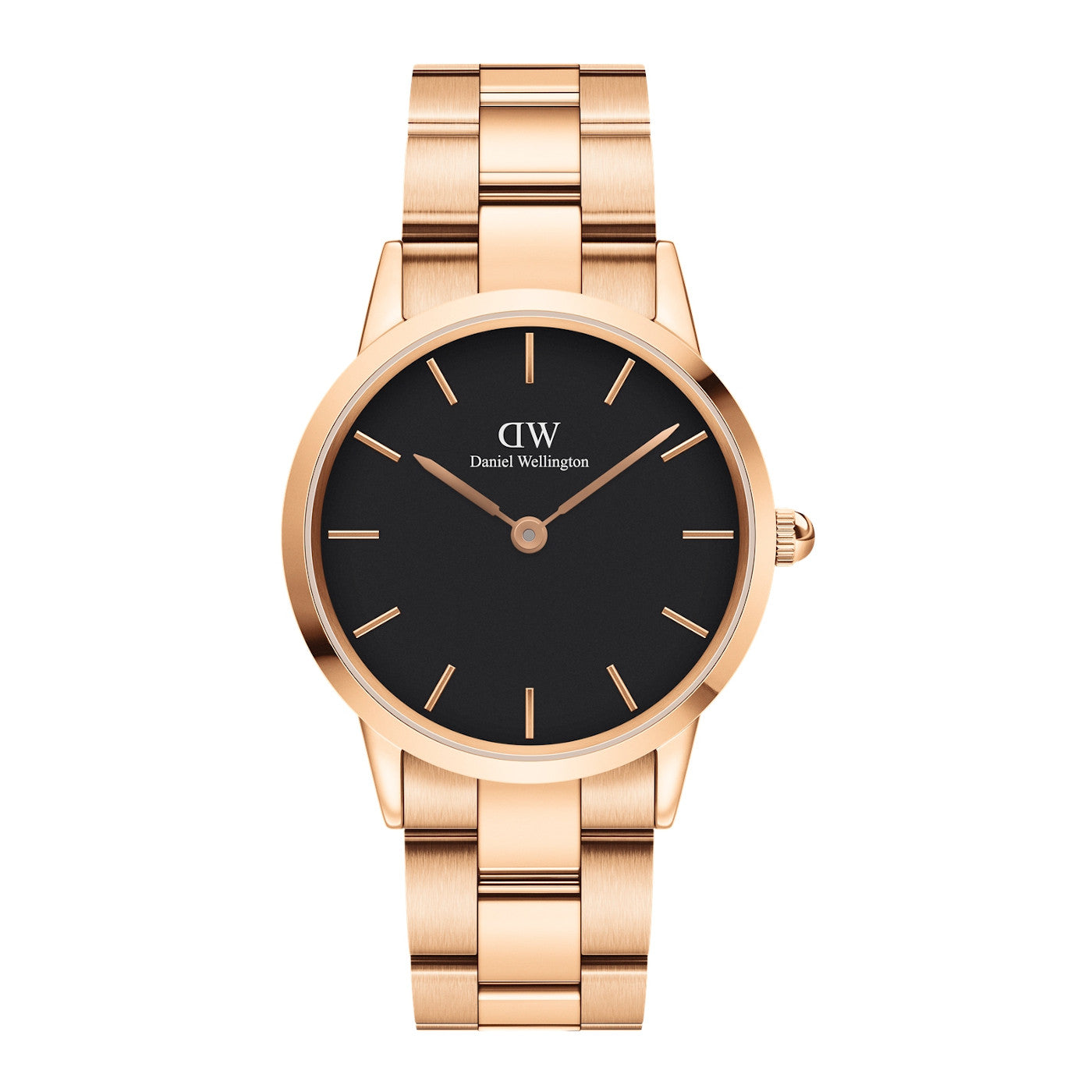  Shop Authentic Daniel Wellington Iconic Link Black Dial Rose Gold Steel Strap Watch for Women - DW00100210 - Luxxuri