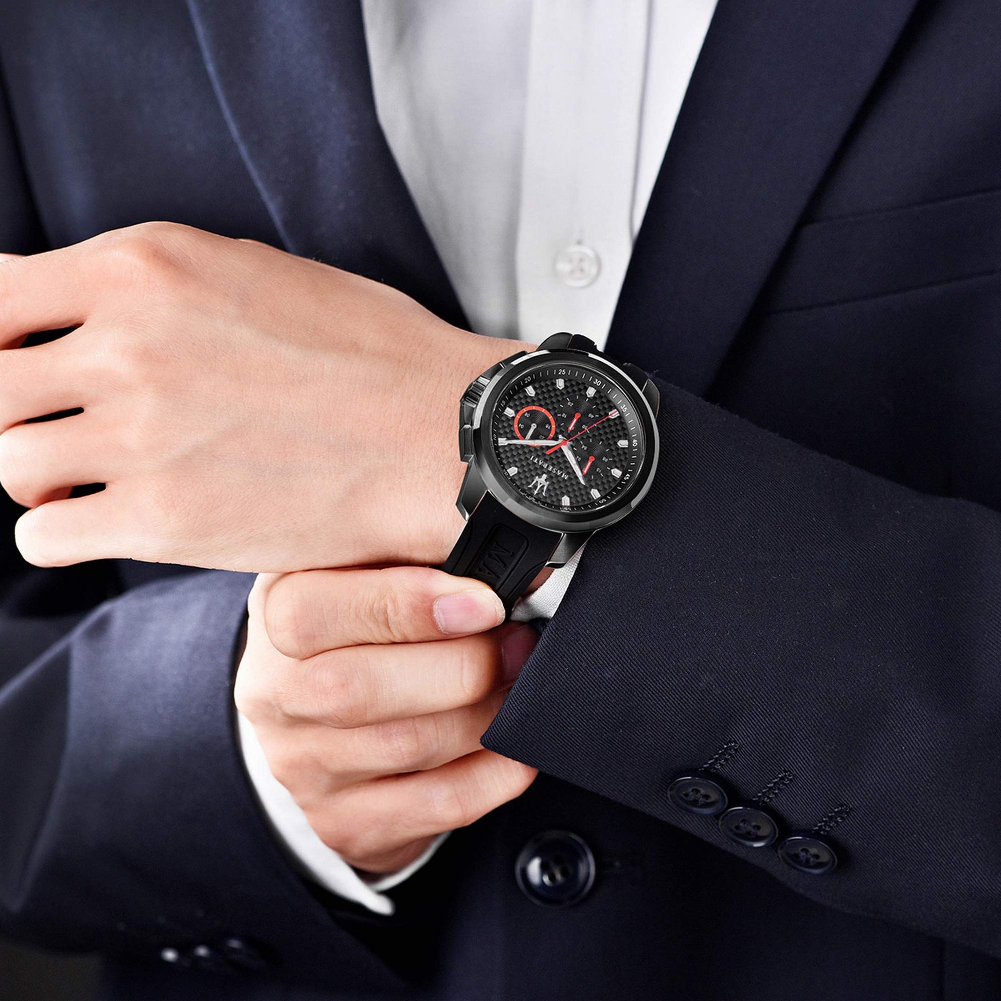  Shop Authentic Maserati SFIDA Chronograph Quartz Stainless Steel Black Dial Watch For Men - R8851123007 - Luxxuri