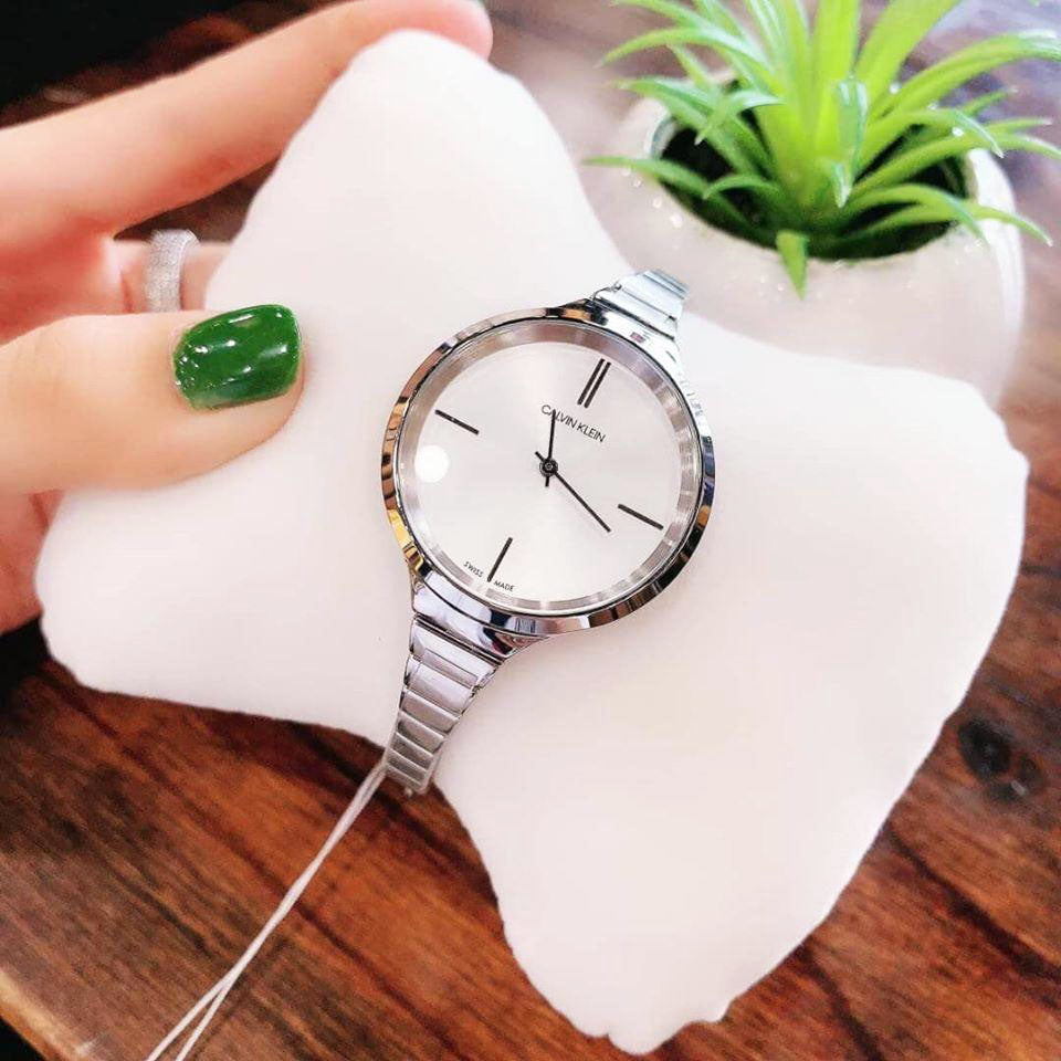  Shop Authentic Calvin Klein Lively Silver Dial Silver Steel Strap Watch for Women - K4U23126 - Luxxuri