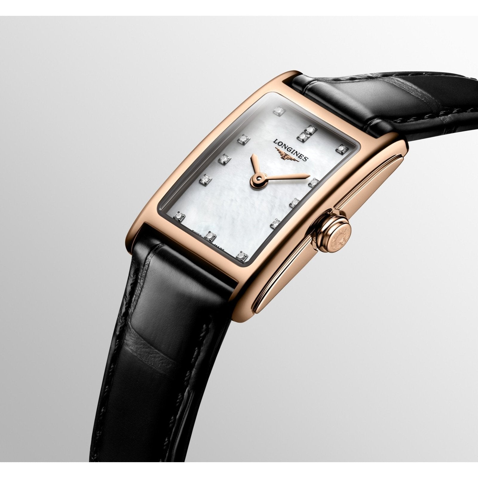  Shop Authentic Longines Dolcevita Diamonds Mother of Pearl White Dial Black Leather Strap Watch for Women - L5.258.8.87.0 - Luxxuri