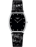  Shop Authentic Longines La Grande Classique de Longines Tonneau Black Dial Black Leather Strap Watch for Women - L4.205.4.58.2 - Luxxuri