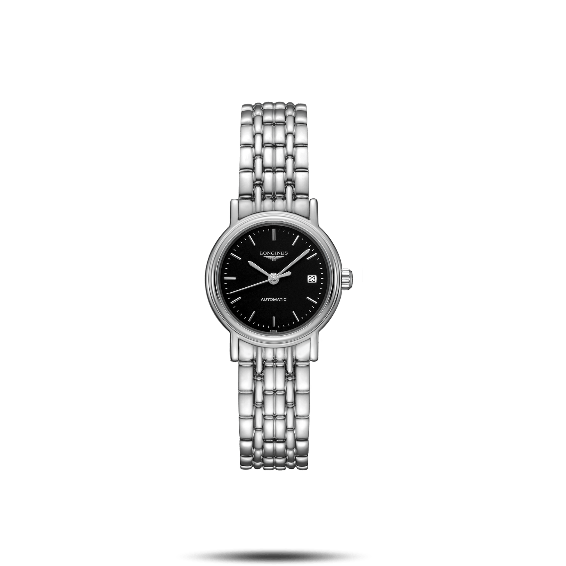  Shop Authentic Longines Presence 25.5mm Automatic Black Dial Silver Steel Strap Watch for Women - L4.321.4.52.6 - Luxxuri