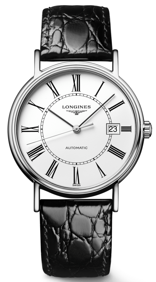  Shop Authentic Longines Presence 38.5mm Automatic White Dial Black Leather Strap Watch for Men - L4.921.4.11.2 - Luxxuri