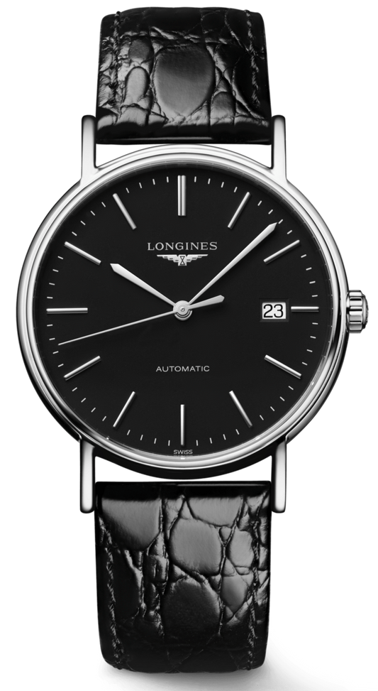  Shop Authentic Longines Presence 38.5mm Automatic Black Dial Black Leather Strap Watch for Men - L4.921.4.52.2 - Luxxuri