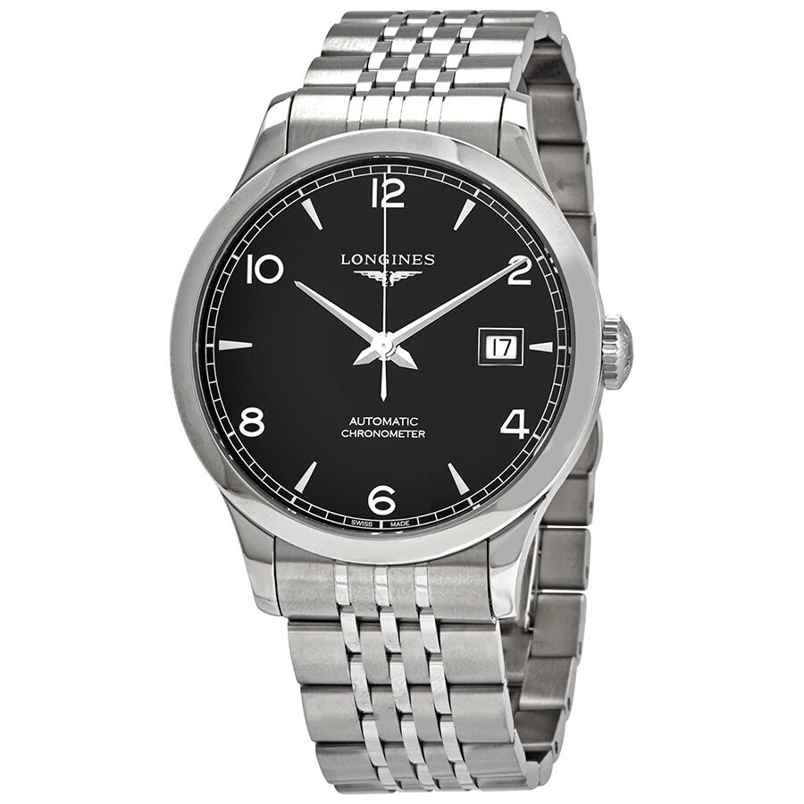  Shop Authentic Longines Record Black Dial Automatic Stainless Steel 40mm Watch for Men - L2.821.4.56.6 - Luxxuri