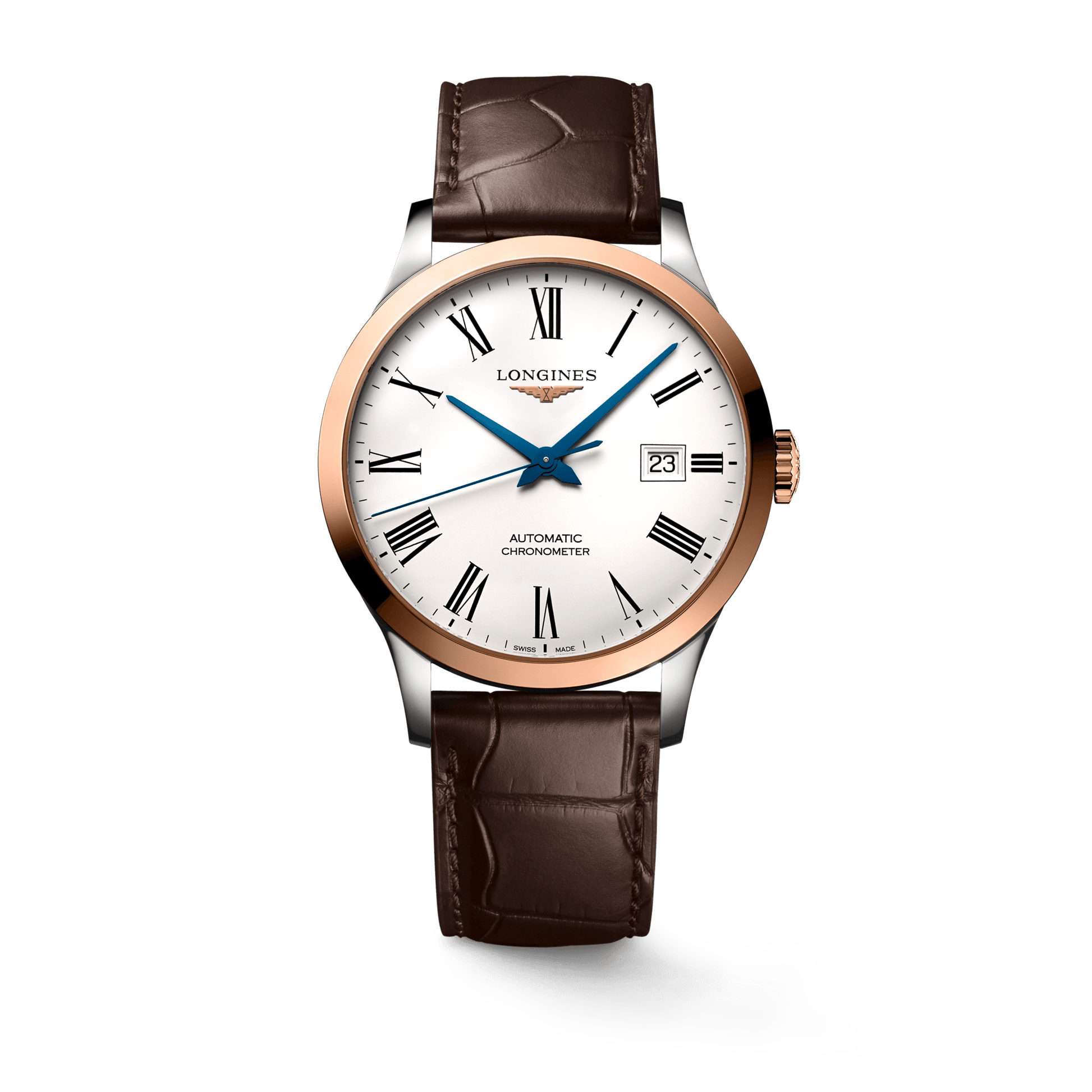  Shop Authentic Longines Record Automatic Stainless Steel 18K Gold Watch for Men - L2.821.5.11.2 - Luxxuri