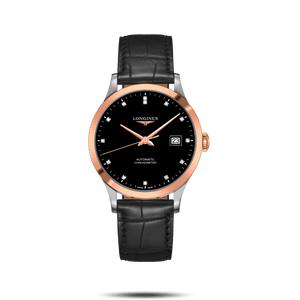  Shop Authentic Longines Record Black Dial Black Leather Strap Watch for Men - L2.821.5.57.2 - Luxxuri