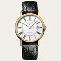  Shop Authentic Longines Presence 25.5mm Automatic White Dial Black Leather Strap Watch for Women - L4.921.2.11.2 - Luxxuri