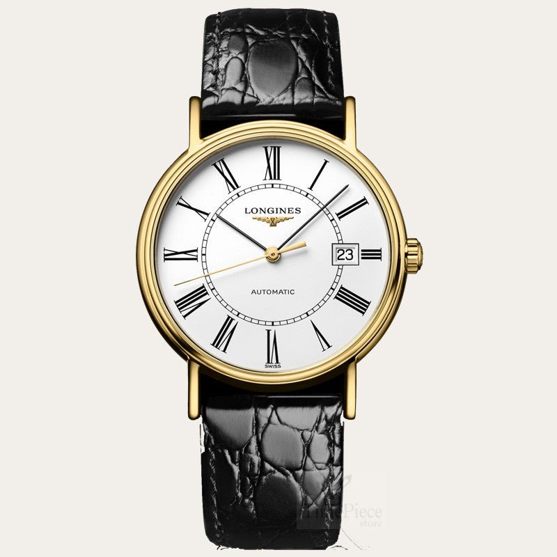  Shop Authentic Longines Presence 25.5mm Automatic White Dial Black Leather Strap Watch for Women - L4.921.2.11.2 - Luxxuri