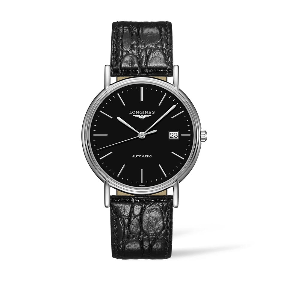  Shop Authentic Longines Presence 38.5mm Automatic Black Dial Black Leather Strap Watch for Men - L4.921.4.52.2 - Luxxuri