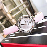  Shop Authentic Swarovski Lovely Crystals Silver Dial Pink Leather Strap Watch for Women - 5261493 - Luxxuri