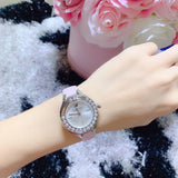  Shop Authentic Swarovski Lovely Crystals Silver Dial Pink Leather Strap Watch for Women - 5261493 - Luxxuri