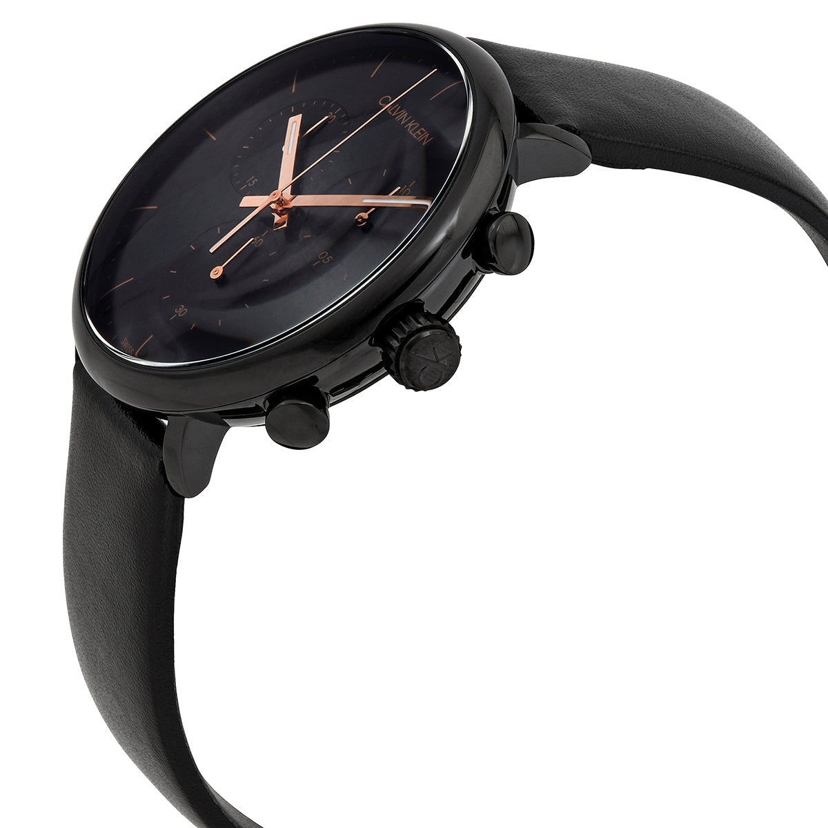  Shop Authentic Calvin Klein High Noon Black Dial Black Leather Strap Watch for Men - K8M274CB - Luxxuri