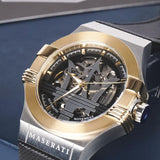  Shop Authentic Maserati Potenza Automatic Skeleton Dial Black Leather Strap Watch For Men - R8821108011 - Luxxuri
