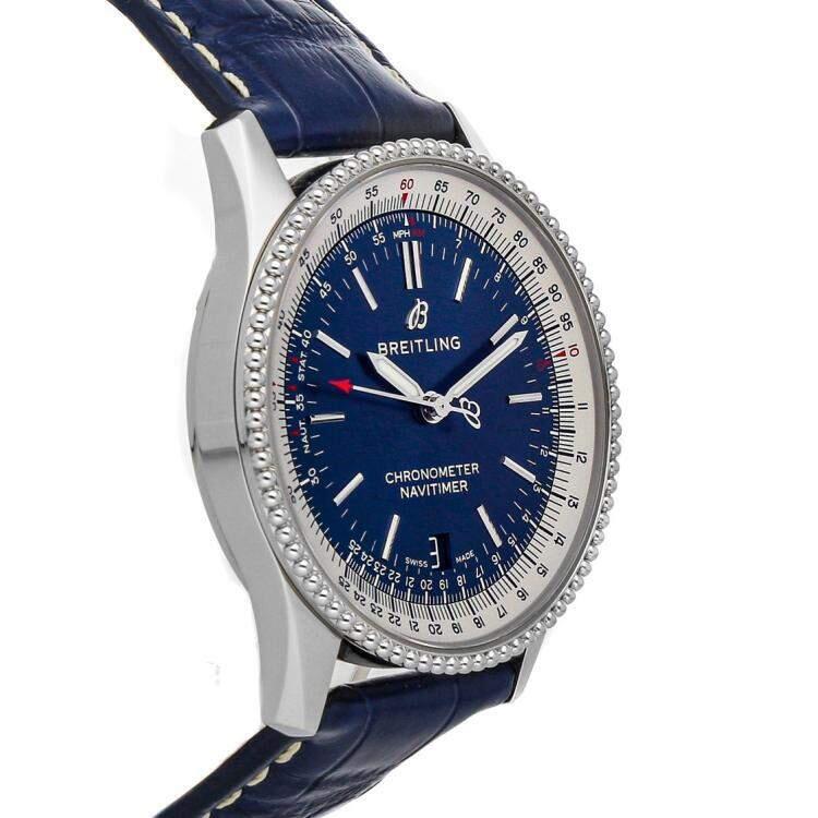  Shop Authentic Breitling Navitimer Automatic 38mm Blue Dial Blue Leather Strap Mens Watch - A17325211C1P1 - Luxxuri