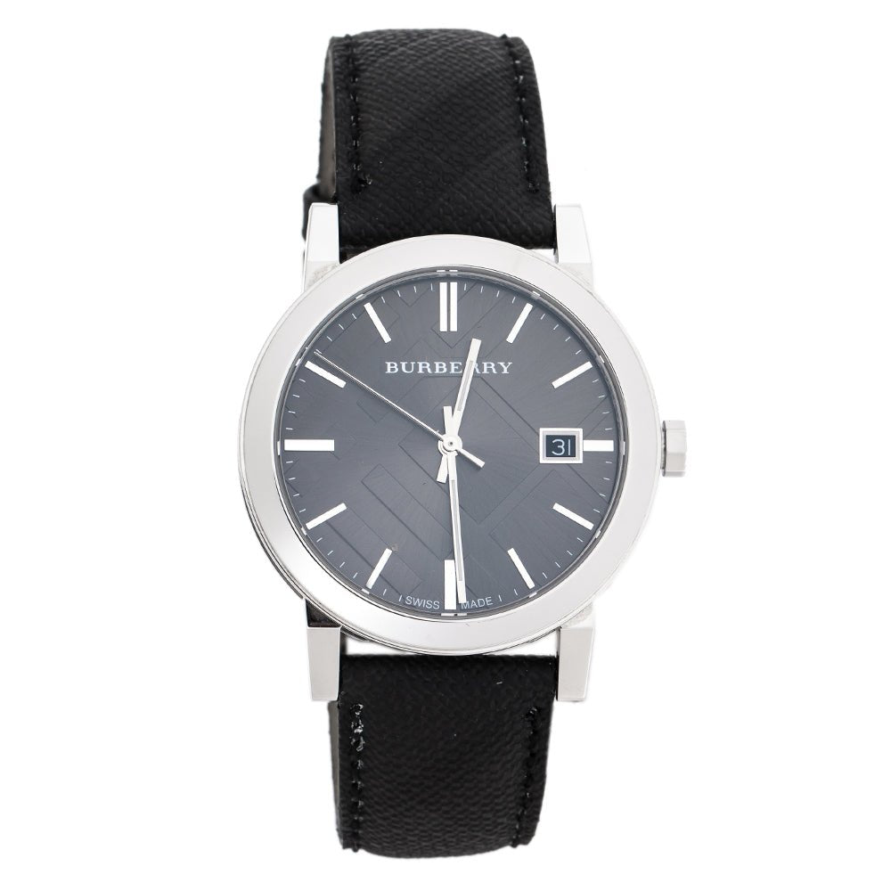  Shop Authentic Burberry The City Grey Dial Black Leather Strap Watch for Men - BU9030 - Luxxuri