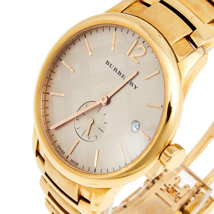  Shop Authentic Burberry The Classic Rose Gold Dial Rose Gold Steel Strap Watch for Men - BU10013 - Luxxuri
