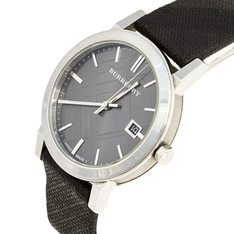  Shop Authentic Burberry Heritage Grey Dial Black Leather Strap Watch for Men - BU9024 - Luxxuri