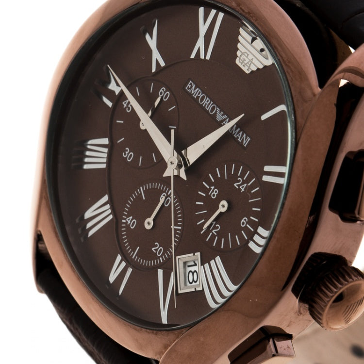  Shop Authentic Emporio Armani Valente Classic Brown Dial Brown Leather Strap Watch For Men - AR1609 - Luxxuri