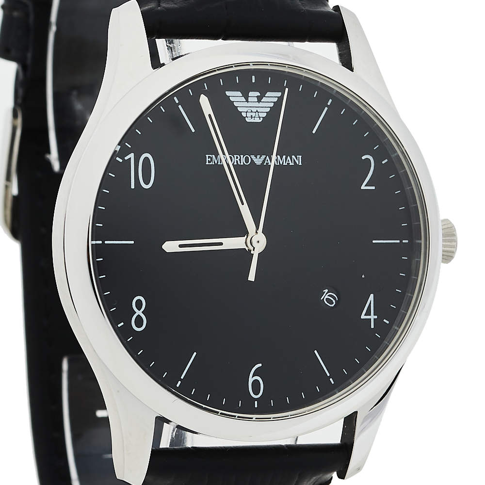  Shop Authentic Emporio Armani Classic Quartz Black Dial Black Leather Strap Watch For Men - AR1865 - Luxxuri
