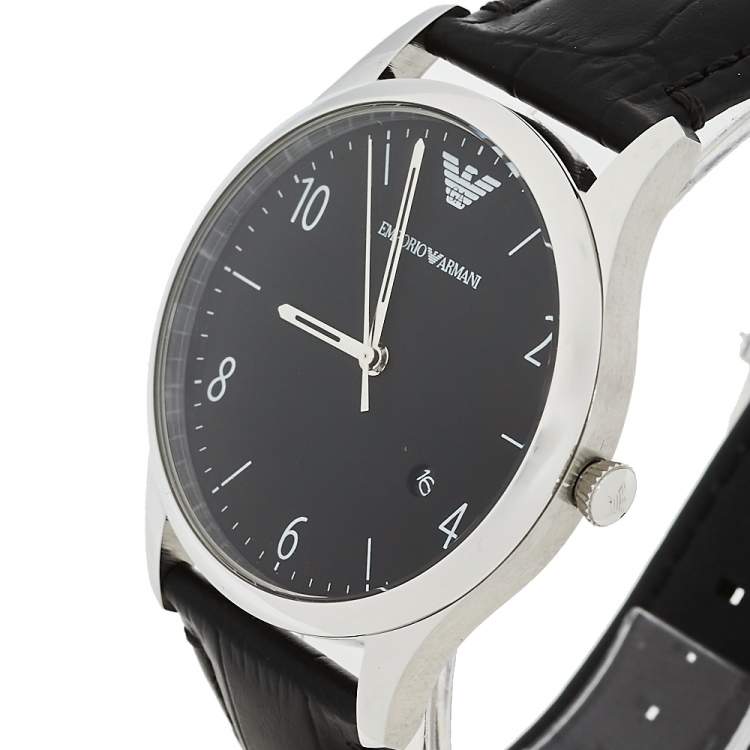  Shop Authentic Emporio Armani Classic Quartz Black Dial Black Leather Strap Watch For Men - AR1865 - Luxxuri