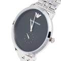 Emporio Armani Classic Quartz Black Dial Silver Steel Strap Watch For Men - AR11161