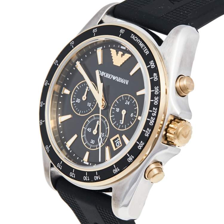  Shop Authentic Emporio Armani Sigma Chronograph lack Dial Black Rubber Strap Watch For Men - AR80003 - Luxxuri